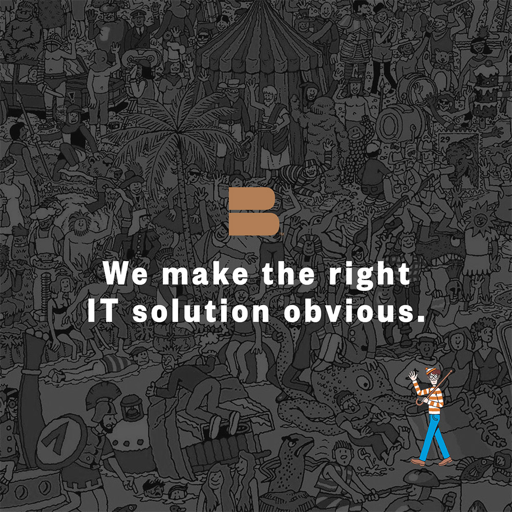 Digital Advertisement that says, "We make the right IT solution obvious." for Bed Roc.