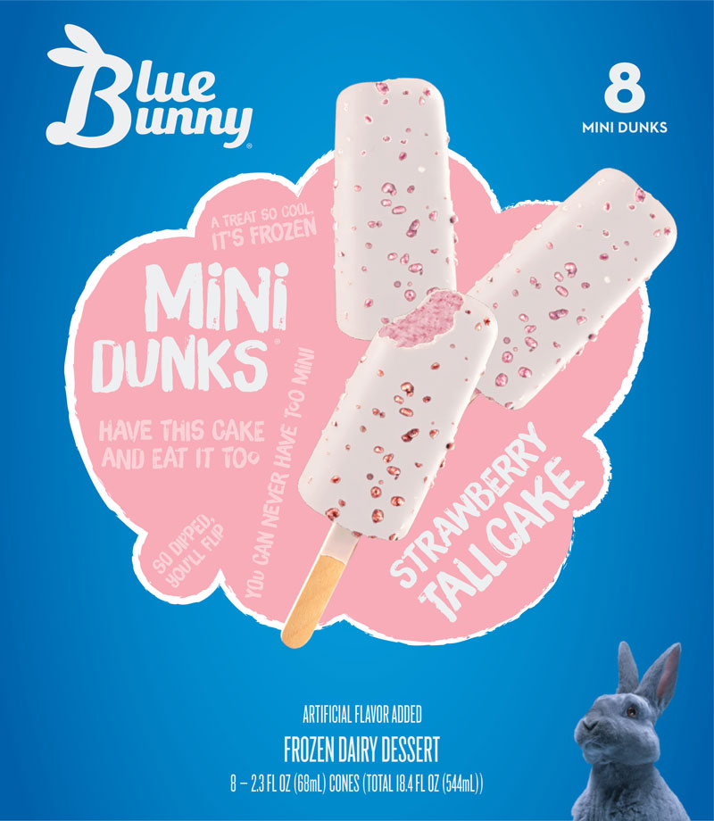 Blue Bunny "Strawberry Tallcake" Heart Mini Dunks mockup.