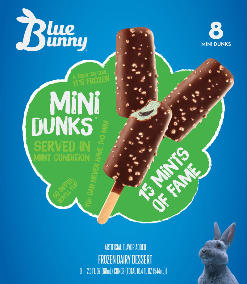 Blue Bunny "15 Mints of Fame" Heart Mini Dunks mockup.