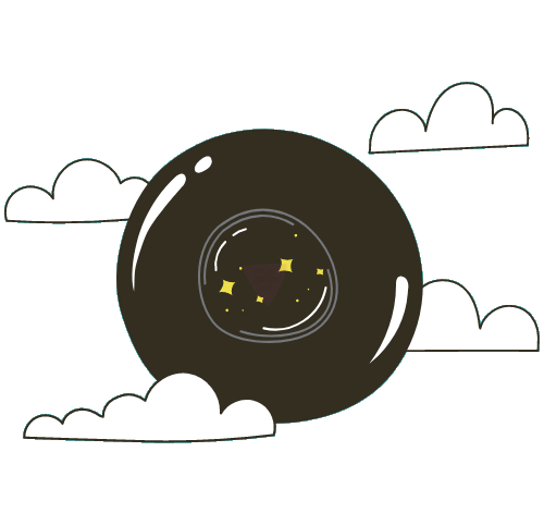 Animation of an illustration of a magic 8 ball with "Outlook (very, very) good" on it.