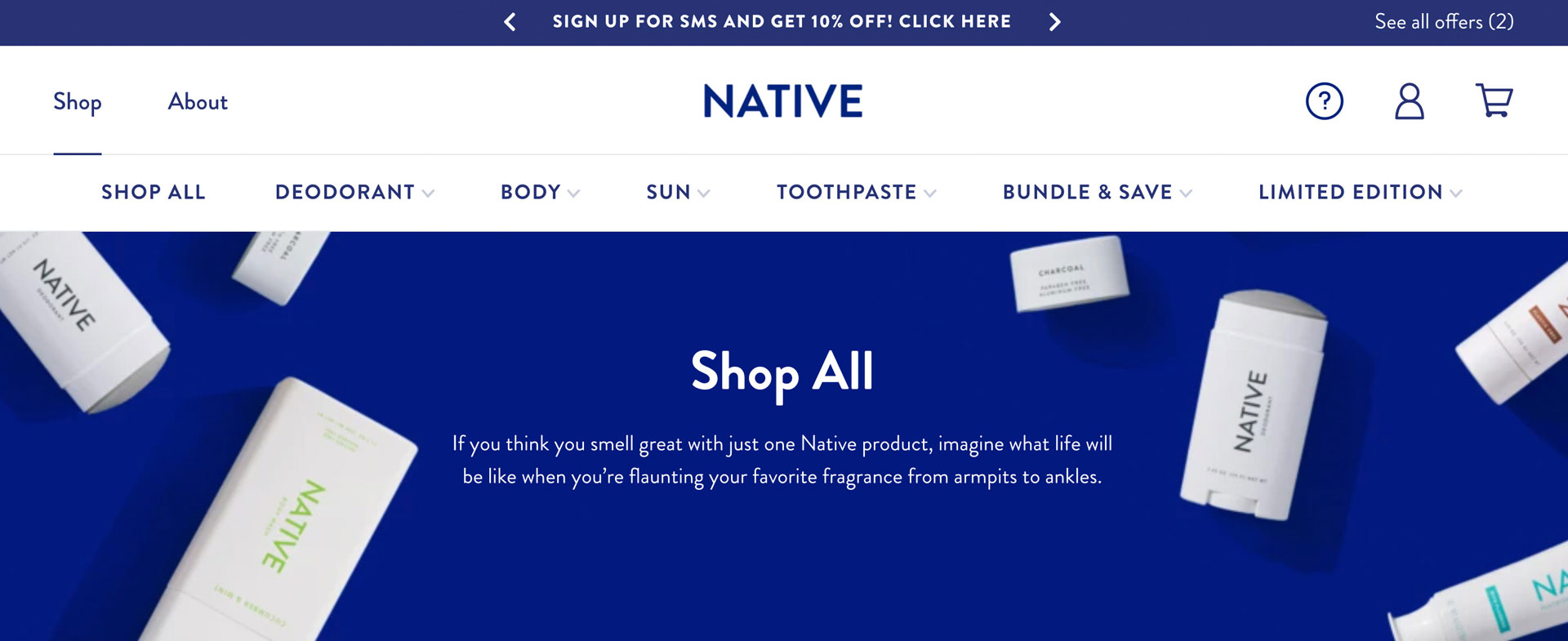 Screenshot of Native's website refresh.