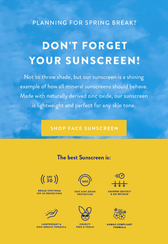 "Don't forget your sunscreen" full page Native poster.