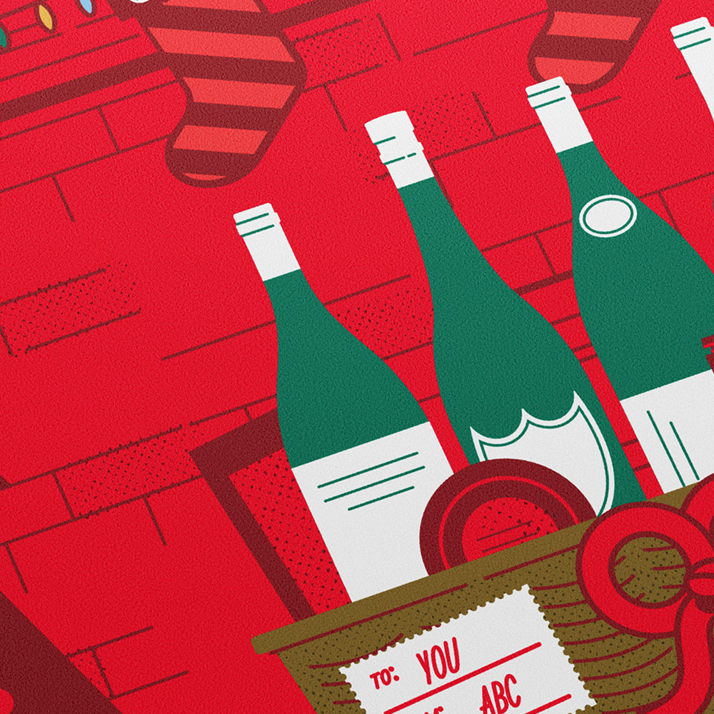 Closeup of ABC Fine Wines & Spirits print.