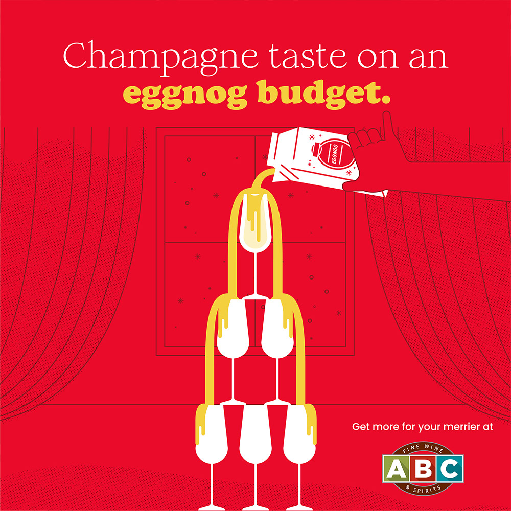 ABC Fine Wines & Spirits holiday print ad.