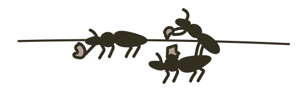 Illustration of Ants with Breadcrumbs