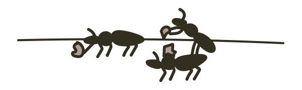 Illustration of Ants with Breadcrumbs